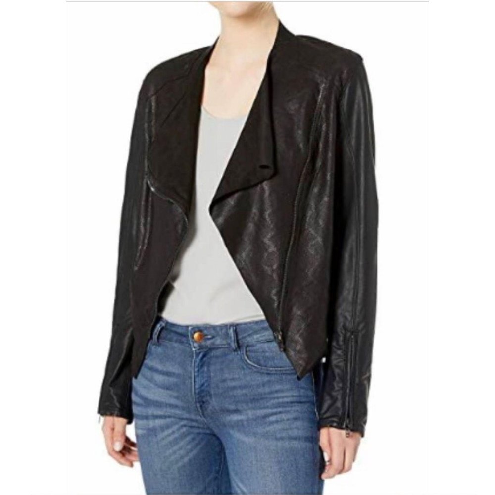 EUC BCBG Dakota Black Moto Style Jacket, Size S - Picture 4 of 6